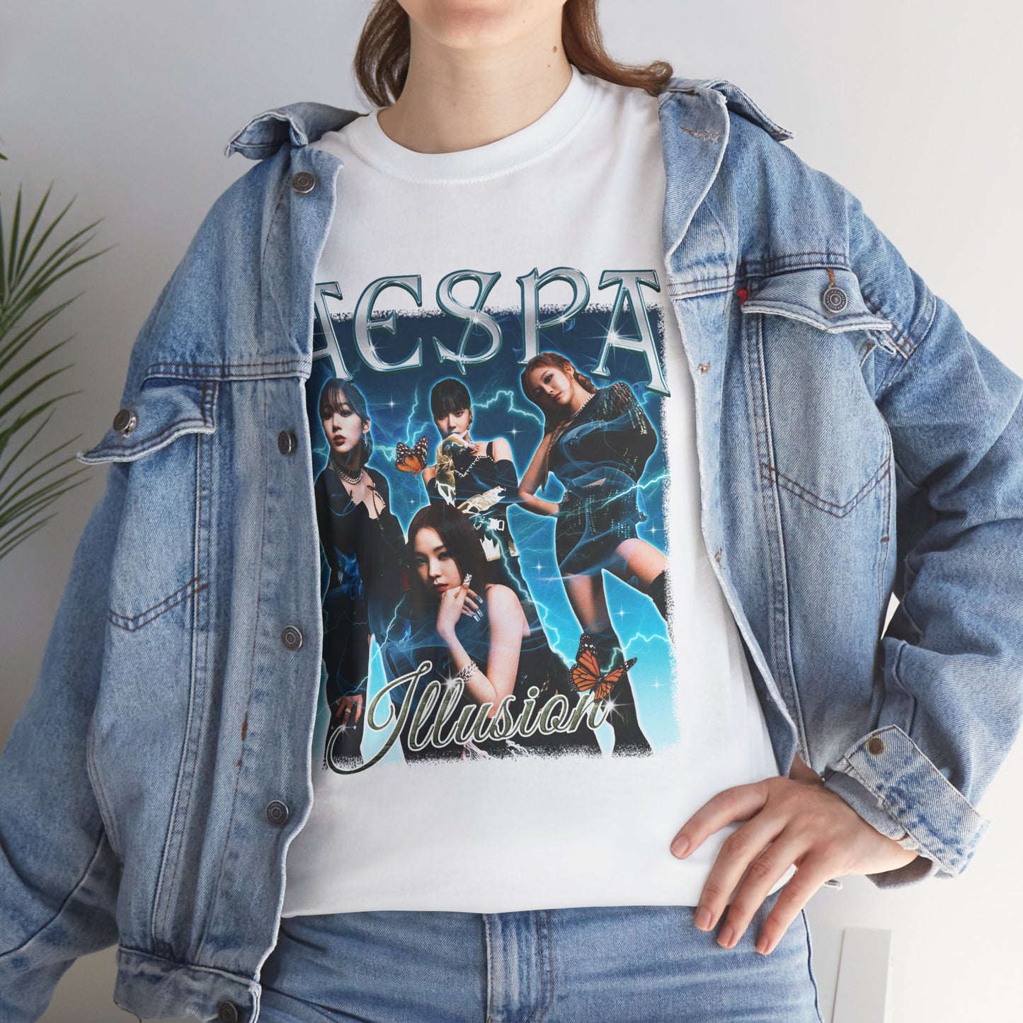 AESPA Retro Unisex Heavy Cotton Tee, Singer Tshirt, KPOP Shirt, KPOP for Gift