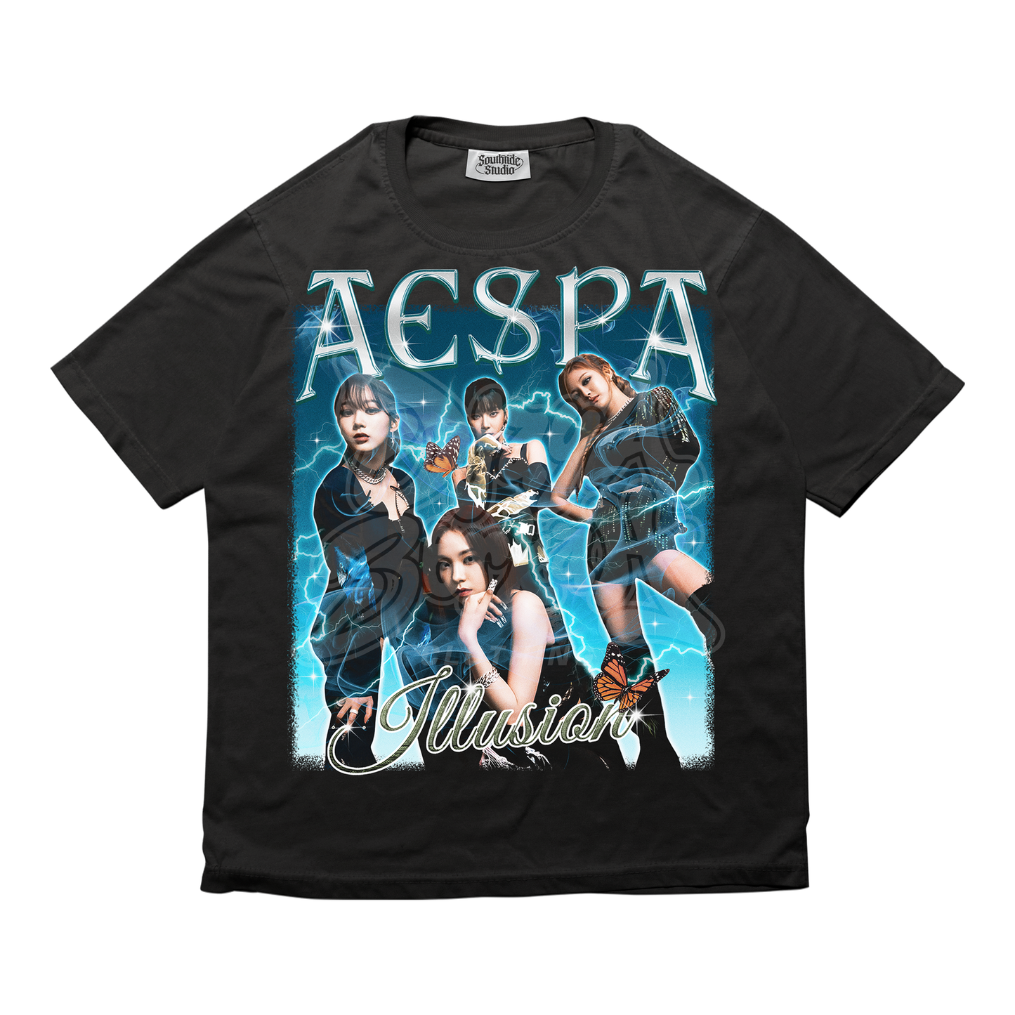 AESPA Retro Unisex Heavy Cotton Tee, Singer Tshirt, KPOP Shirt, KPOP for Gift