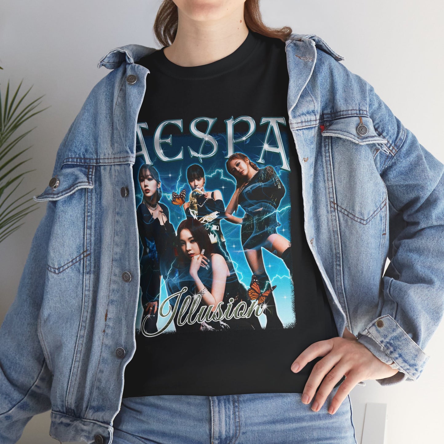 AESPA Retro Unisex Heavy Cotton Tee, Singer Tshirt, KPOP Shirt, KPOP for Gift